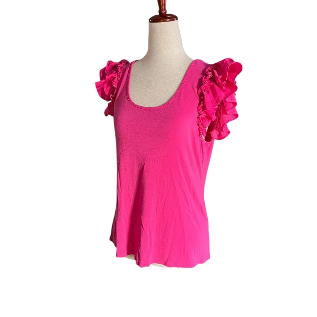 CeCe Women's Vibrant Pink Layered Puffy Short Sleeve Top - Image 7