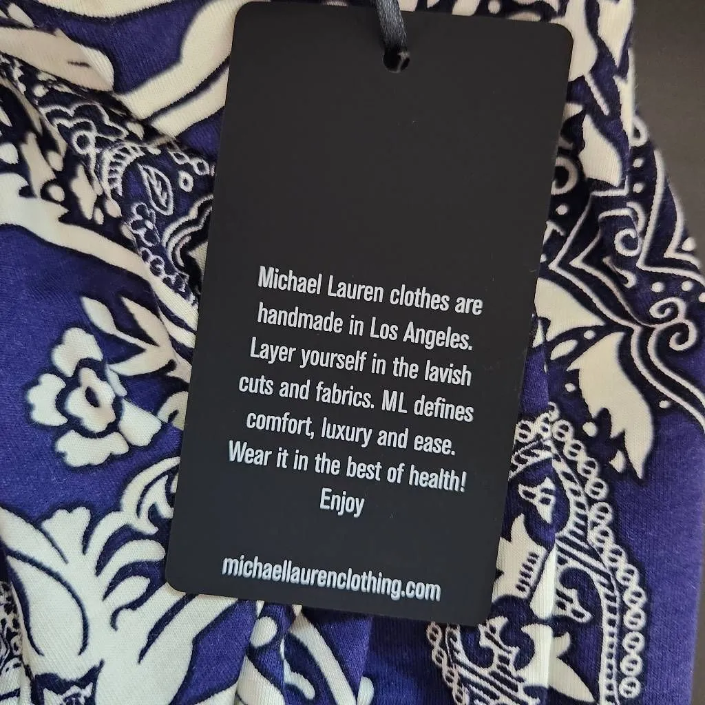 Michael Lauren Blue and White Joggers Size Small NWT Pablo Pant with Shirring - Image 8