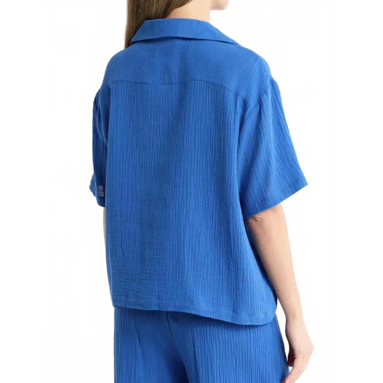Elan 100% Cotton Cover-Up Camp Shirt Large Bright Blue NWT Large - Image 2