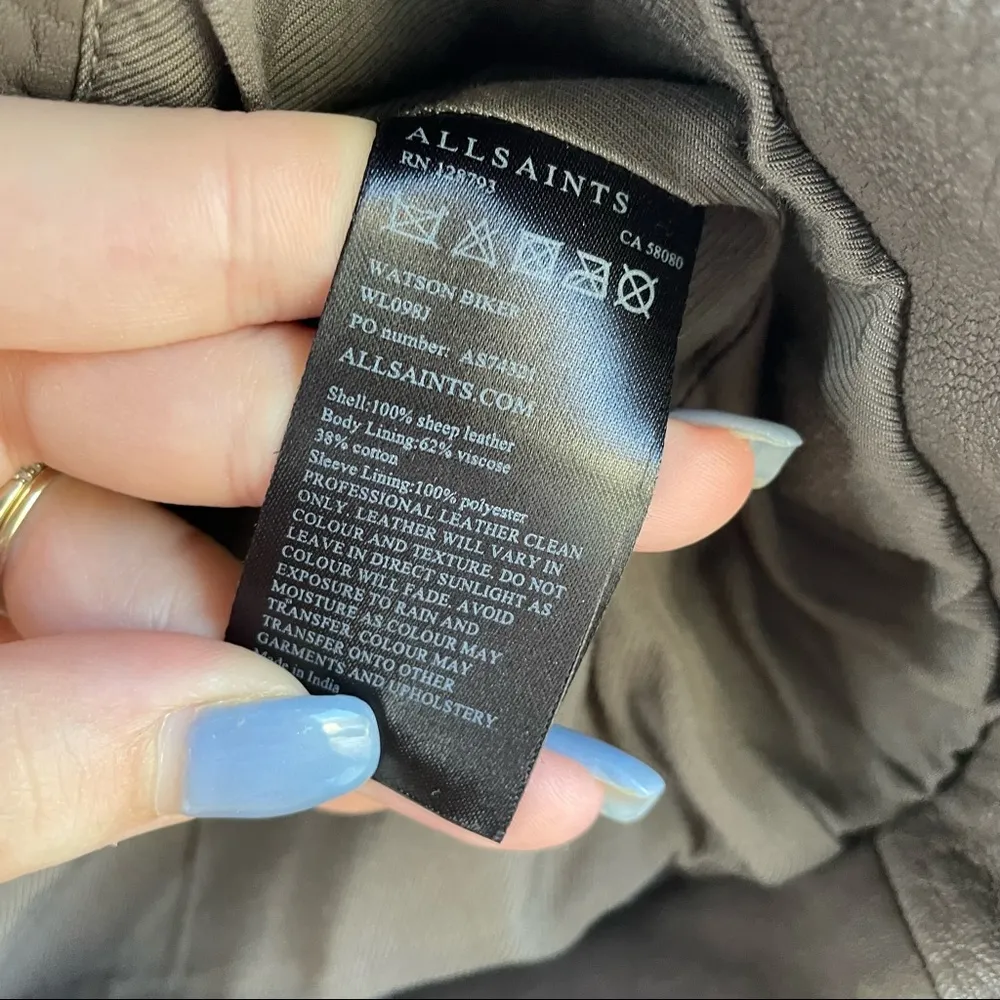 All Saints Watson Leather Moto Biker Jacket - Image 27