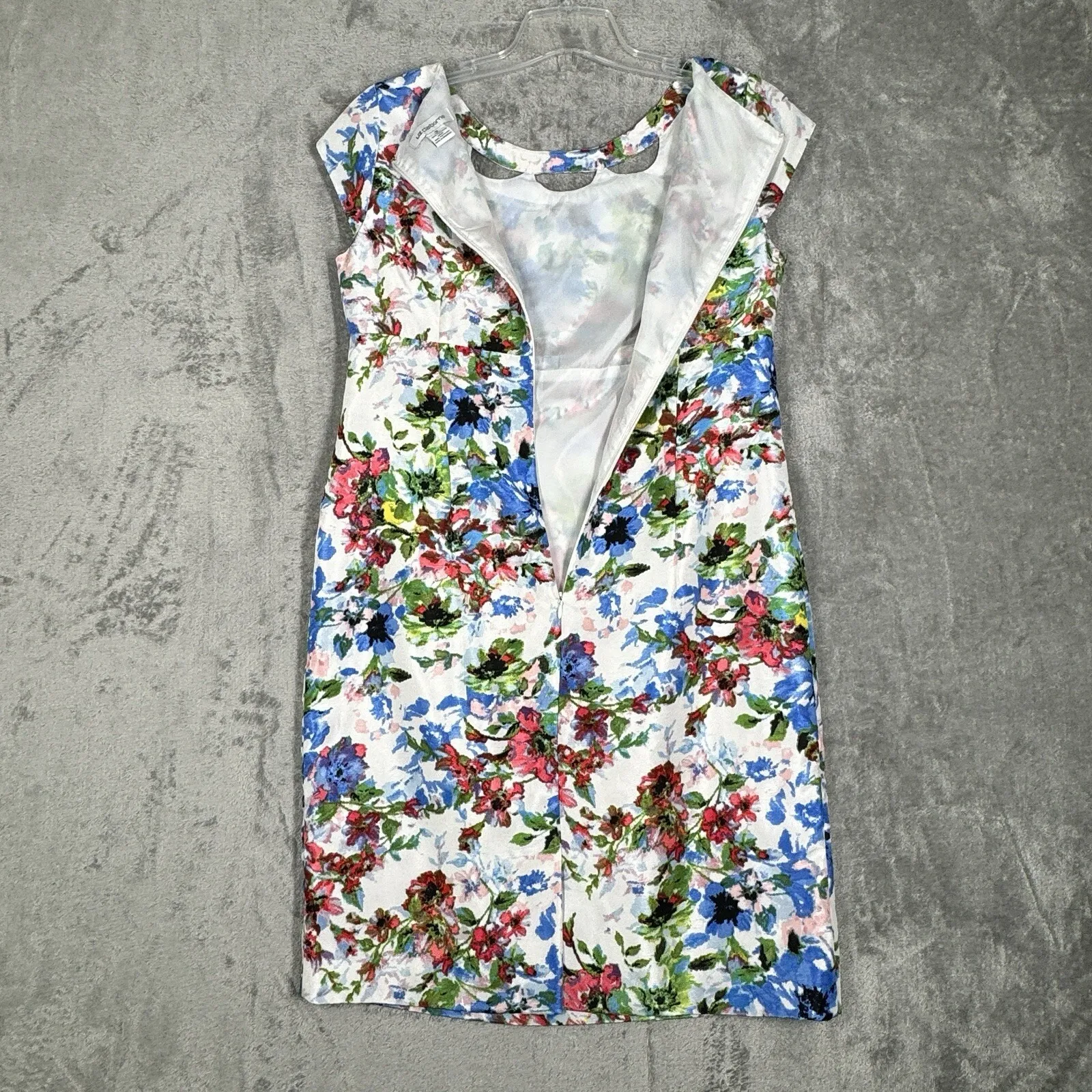 Liz Claiborne Dress Womens 10 White Blue Floral Flower Garden‎ Party Cottagecore - Image 4
