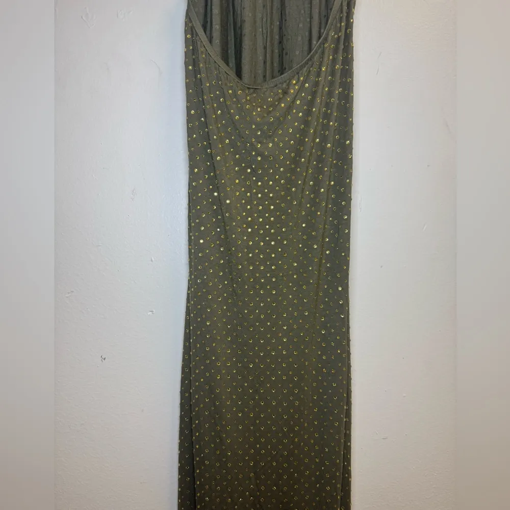 NWT HAUTE HIPPIE halter top maxi dress high low green gold medium ORIG. $395 - Image 9