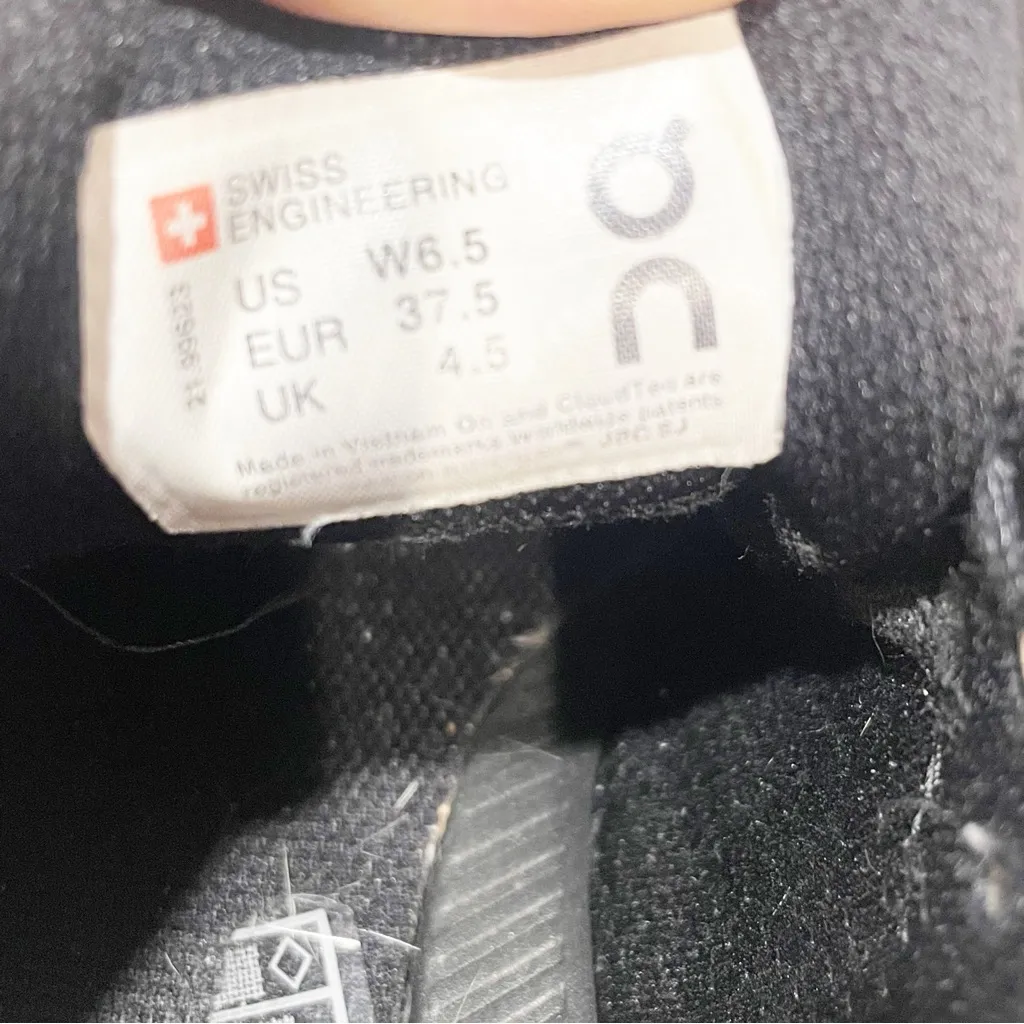 On Running Size 6.5 Cloud‎ Waterproof Black Athletic Sneakers - Image 7