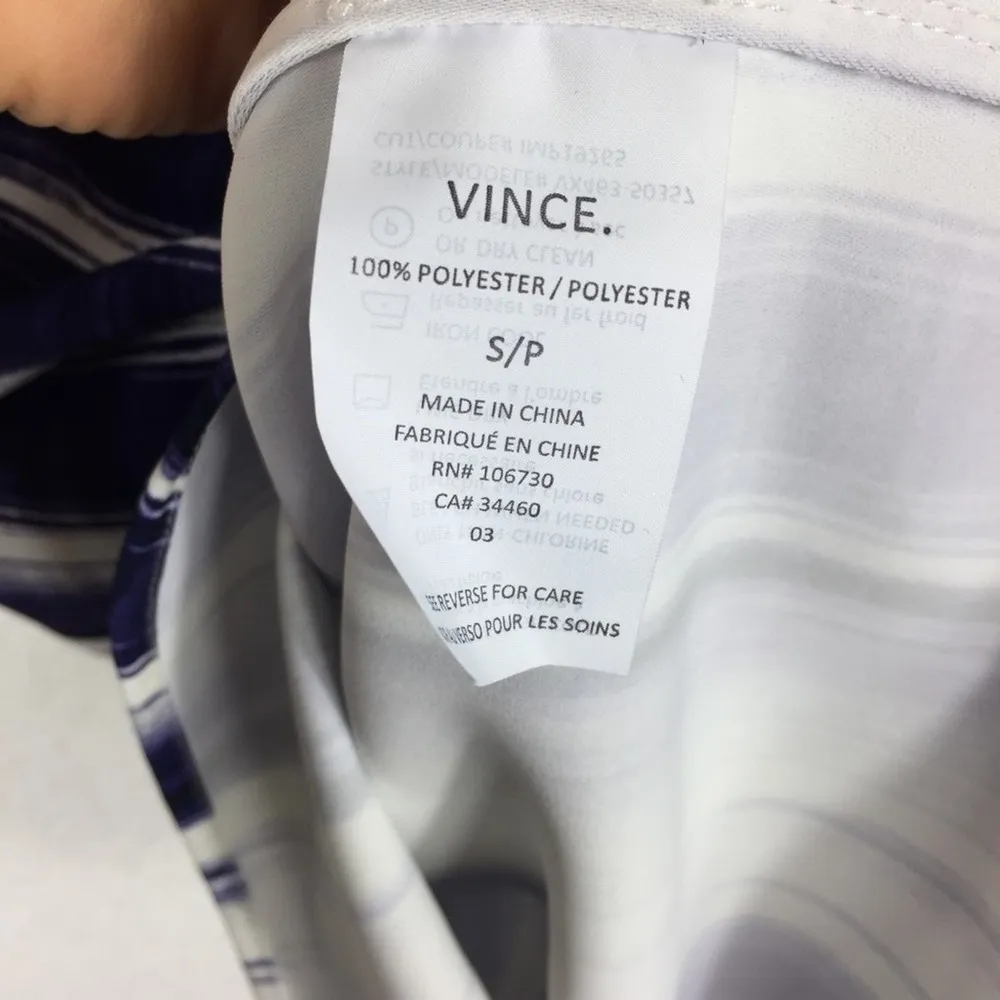 Vince Watercolor Blue Brushstroke Printed Split Neck Oversized Tunic Dress Small - Image 6