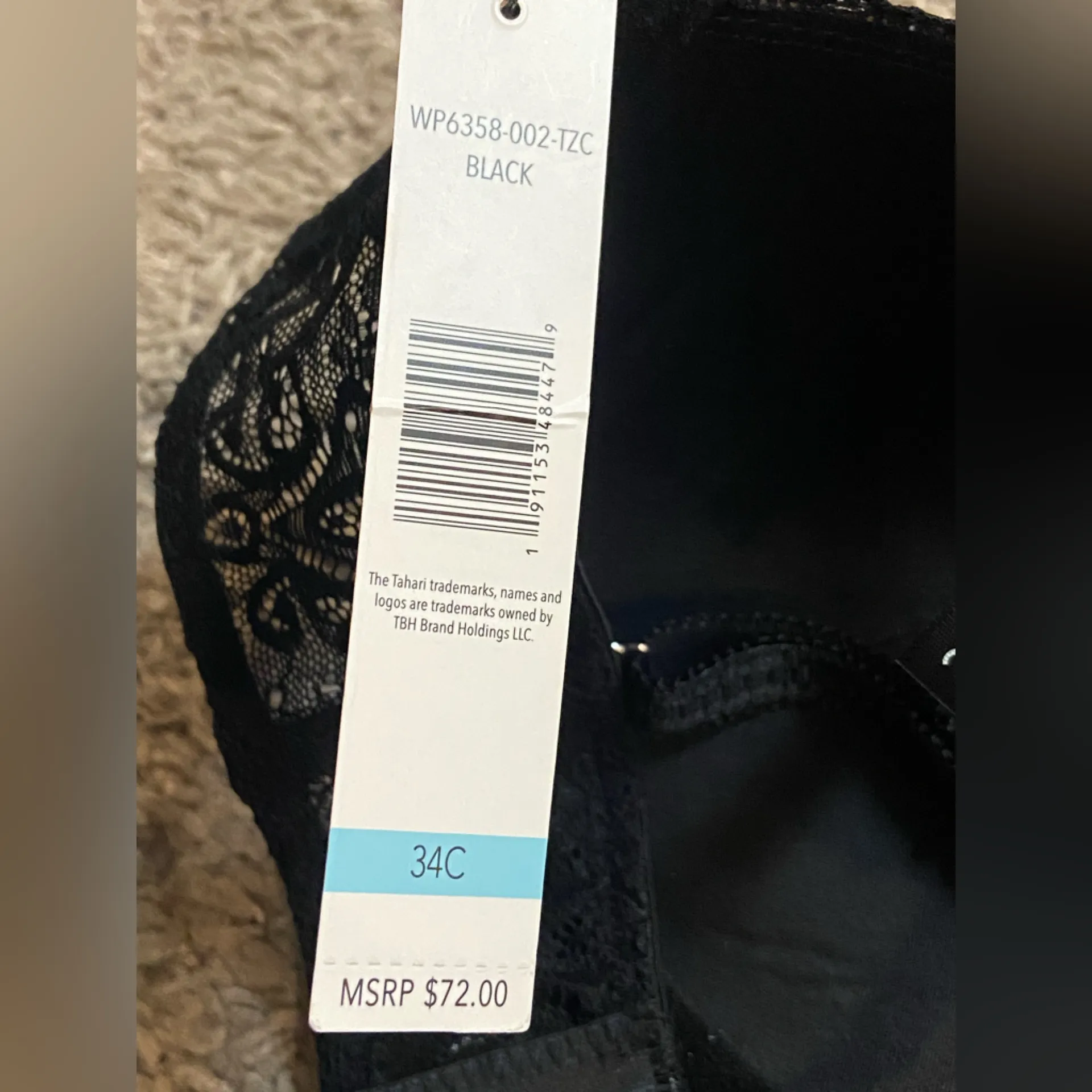 Tahari NWT Black Padded  Bra Size 34C - Image 3