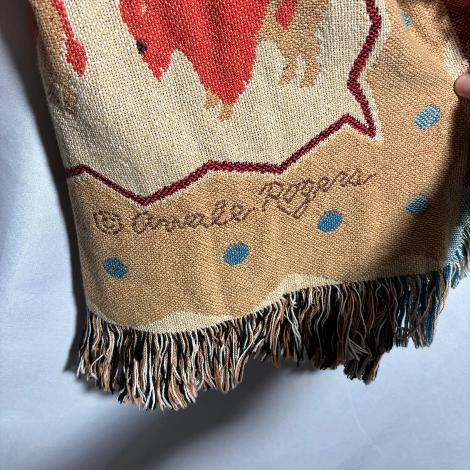 Womens Southwestern Blanket Cardigan Fringe Tapestry Skull Bison Buffalo Tribal Tan Size undefined - Image 3