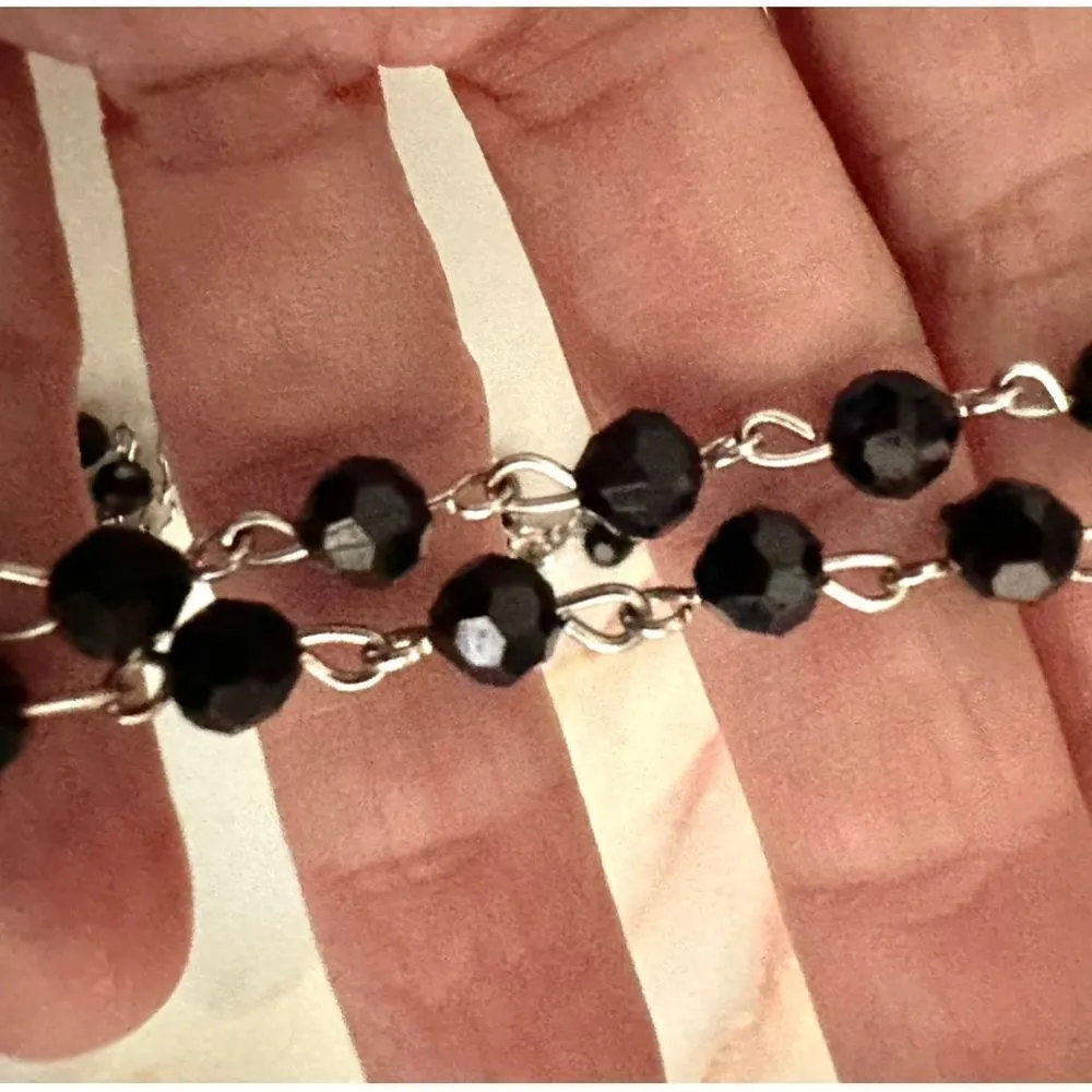 Silver tone black beaded zebra pendant necklace - Image 11