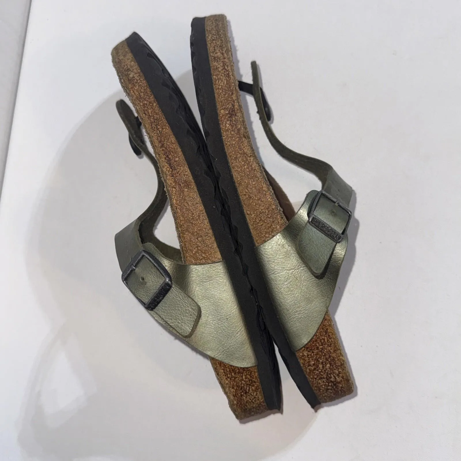 BIRKENSTOCK Gizeh Green Metallic Gorpcore Boho Thong Sandals Size 40 - Image 11