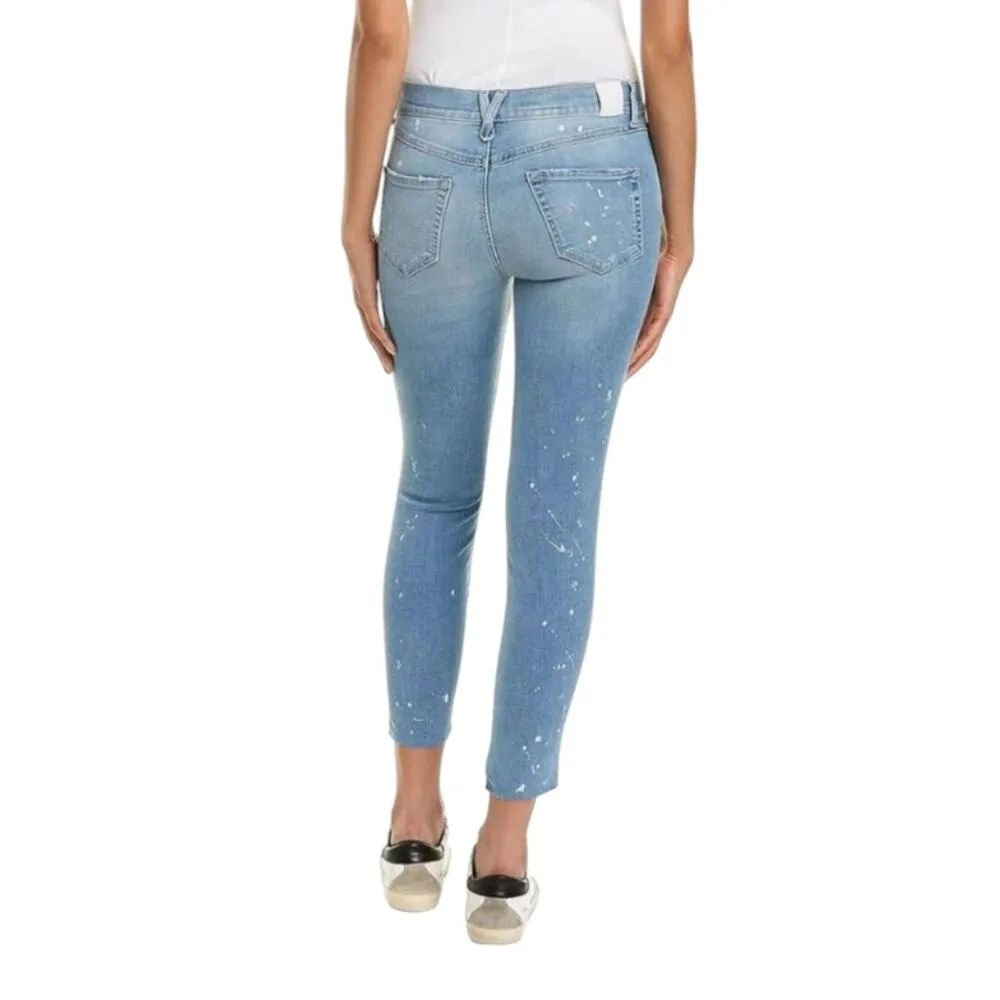 Level 99 Janie Womens Denim Jeans Sz 28 Blue Bleach Splatter Distressed Skinny - Image 9