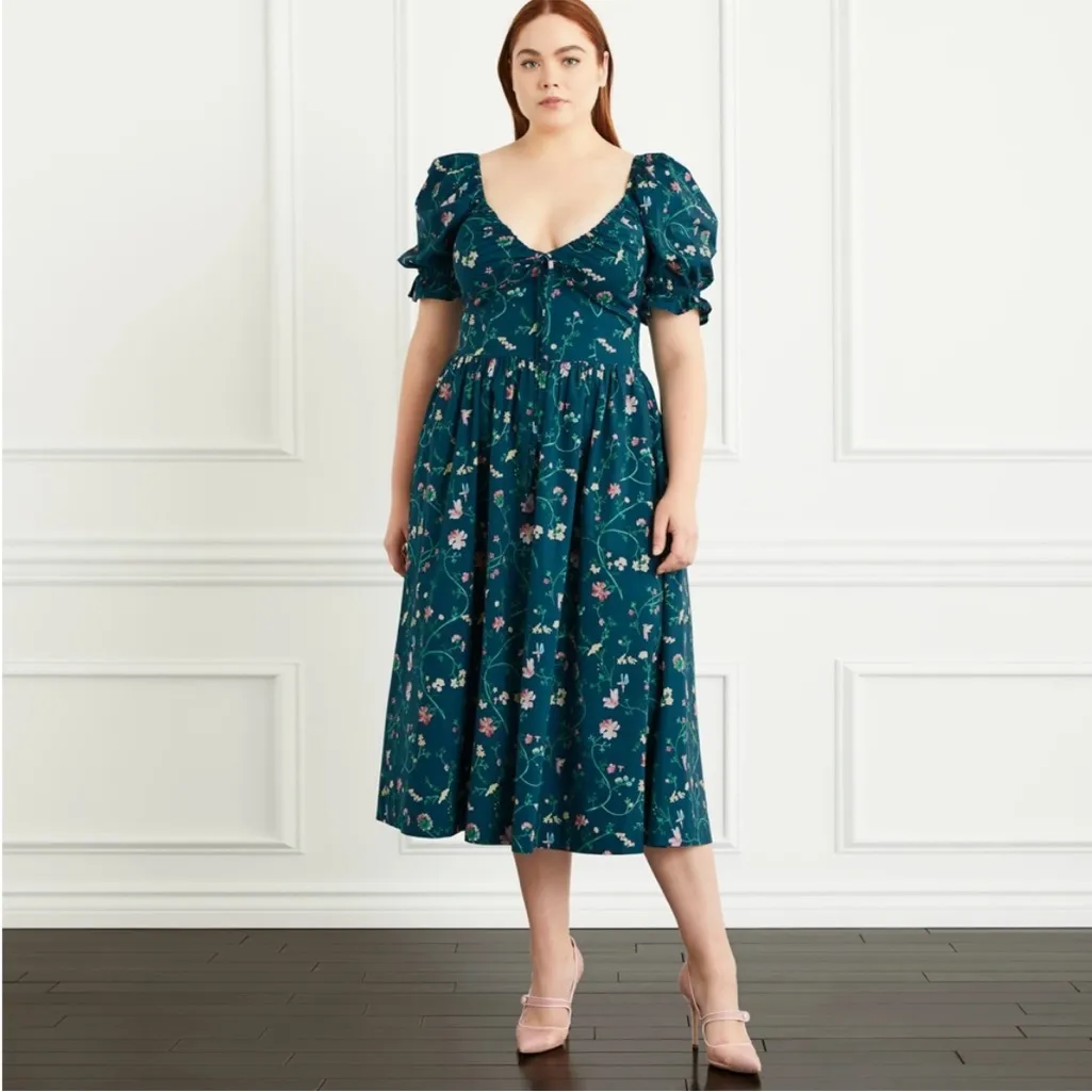 Rare Hill House Ophelia Dress in Moody Floral Poplin Fairy size small - Image 2