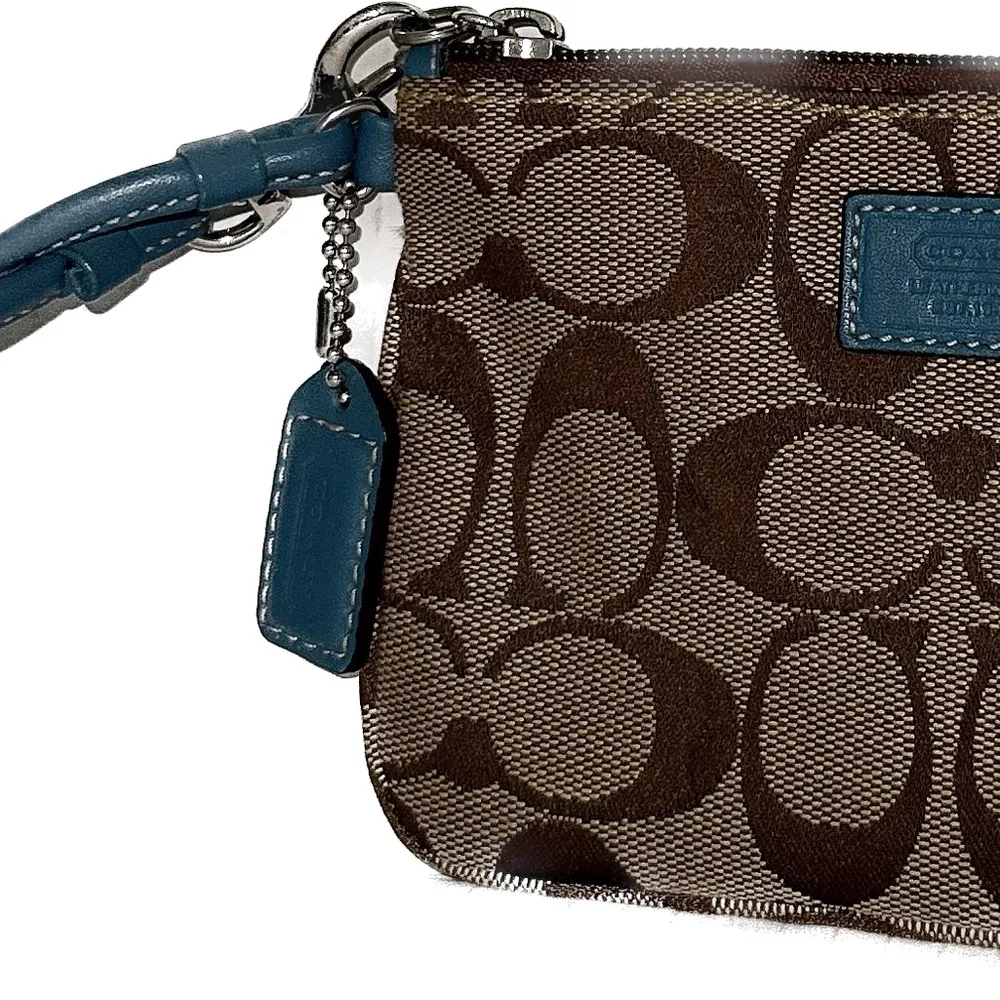 Coach Tan Teal Wristlet - Image 10