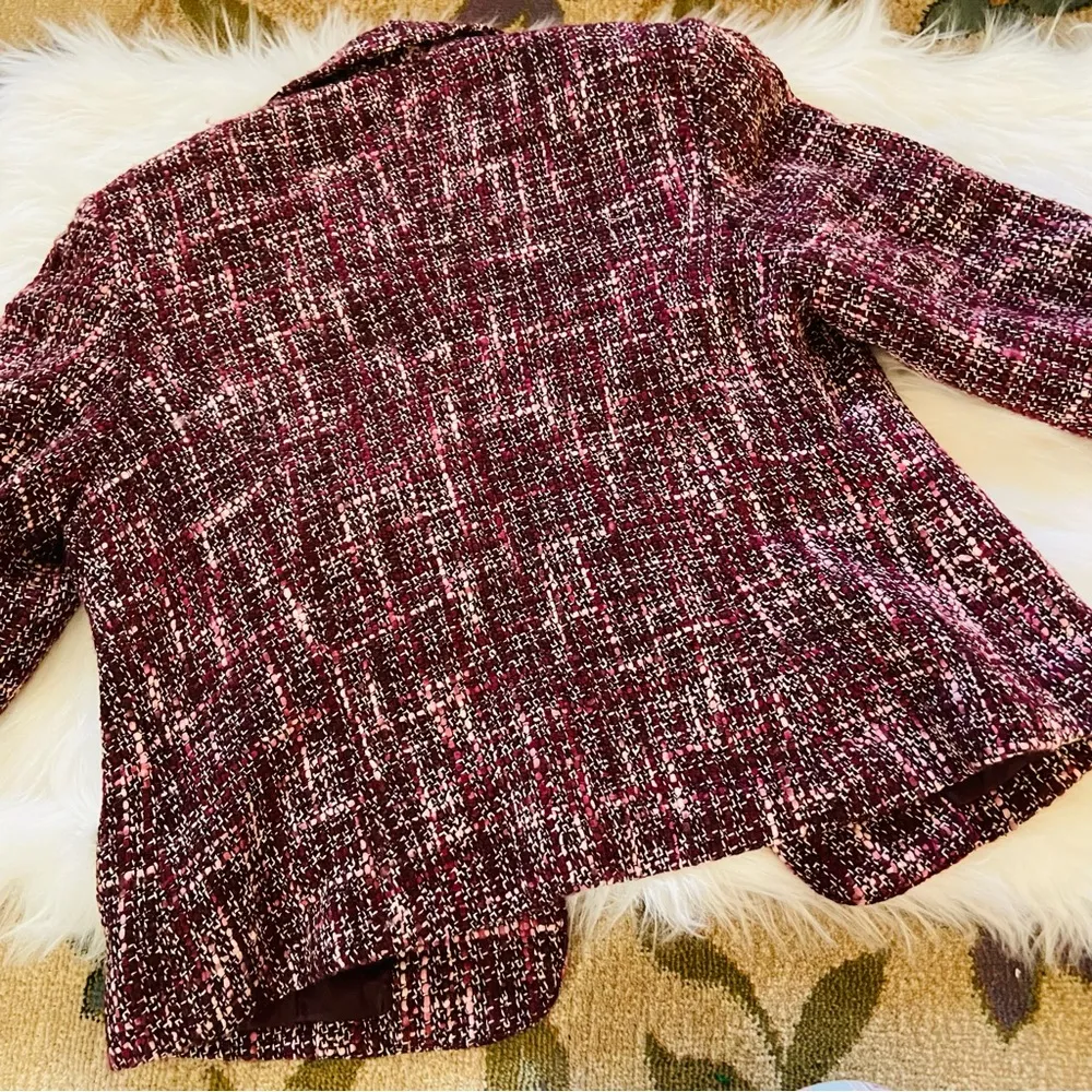 Vintage y2k Mossimo plaid wool long sleeve blazer jacket Pink Size M - Image 6