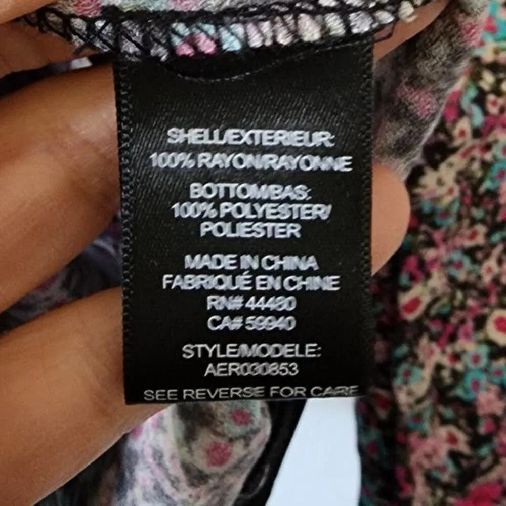 AFRM Nordstrom Floral Long Sleeve Bodysuit Black Multi XS NEW - Image 4