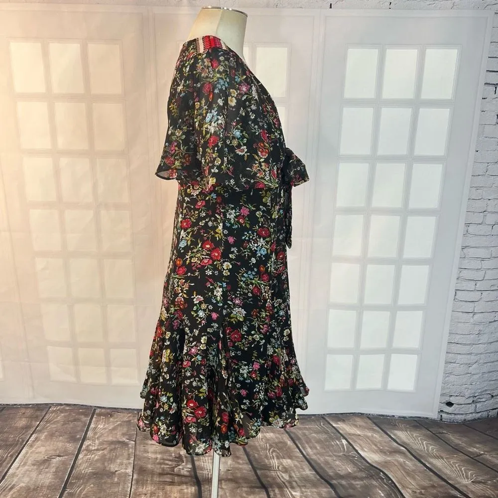 Rana Gill for Anthropologie artemisia black floral dress size small - Image 9