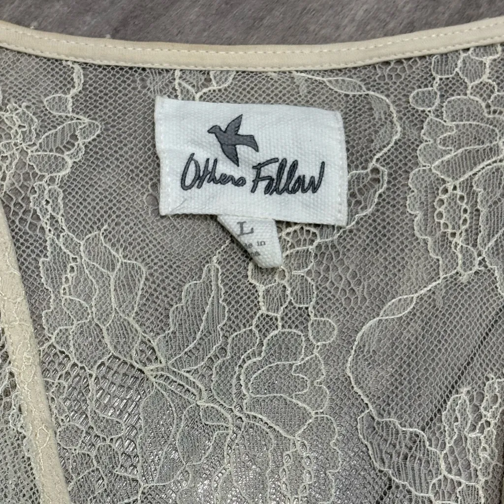 Others Follow vintage Lace Overlay Open Cardigan Size L - Image 7