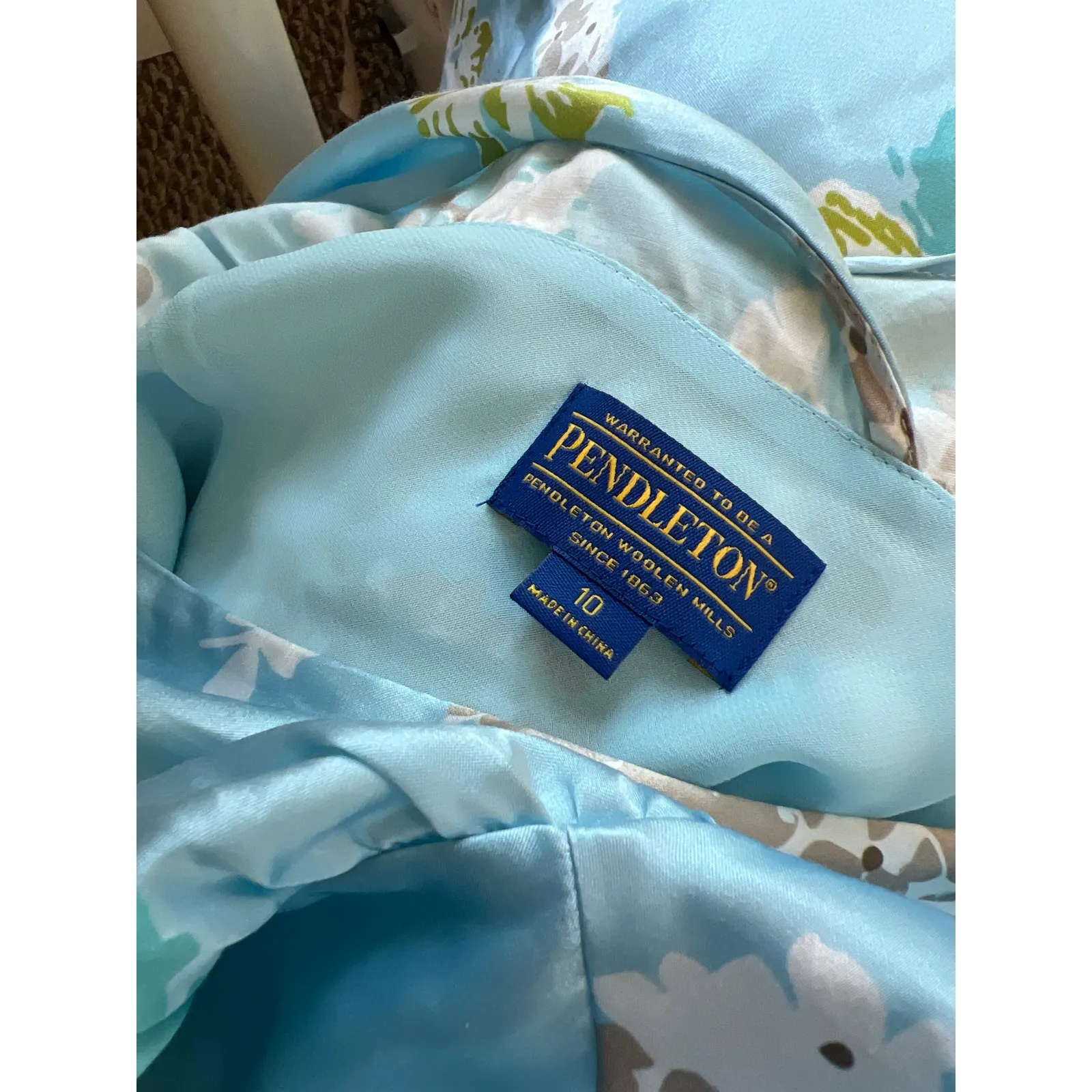 Women’s Pendleton pretty retro silk sleeveless midi dress baby blue size 10 NWT - Image 4