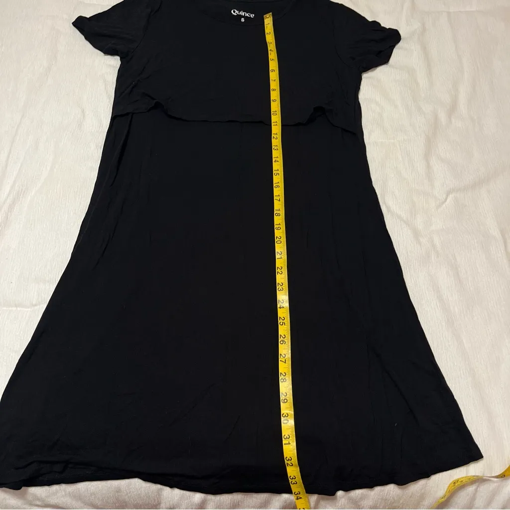 Quince Black Bamboo Jersey Maternity & Nursing Lounge Midi Dress - Image 6