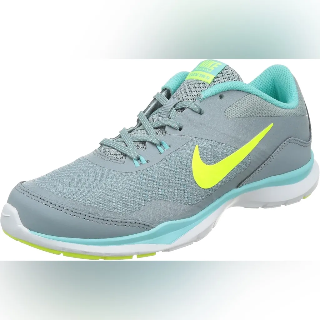 NIKE Flex Trainer 5 Dover Grey/Volt/Lght Aw/TI TNT Training Shoes Size 11 - Image 2