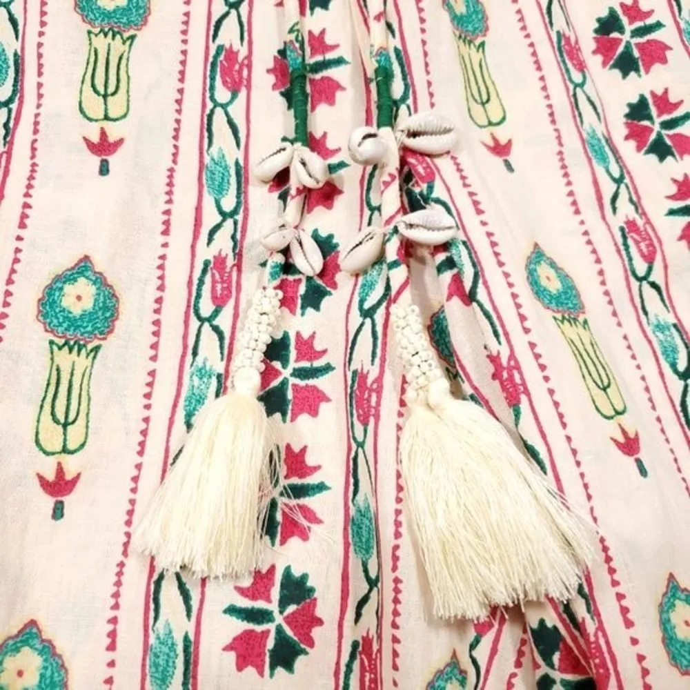 Haute Hippie India Tribal Bohemian Festival Pants Elastic Waist Cowrie Medium - Image 6