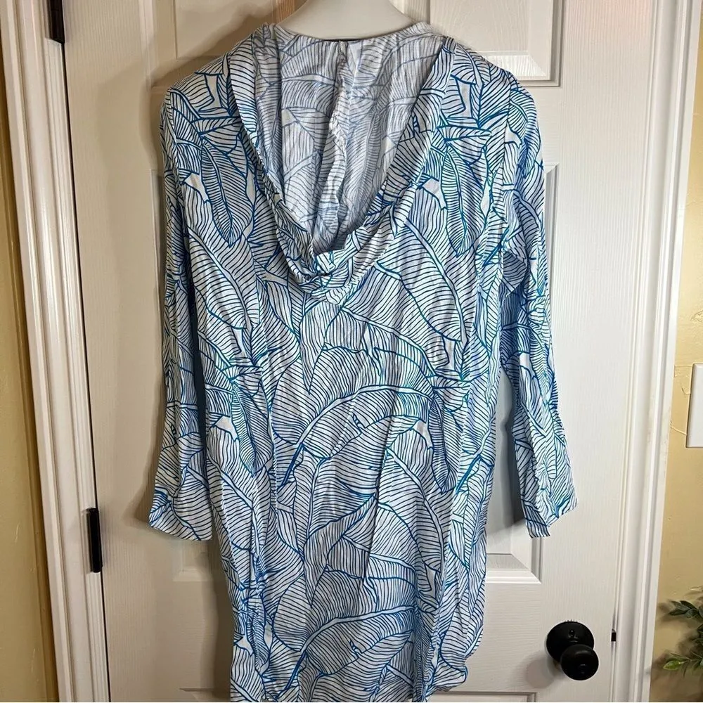 Charlie‎ Holiday S/M Aqua Blue White Tropical Swim Coverup - Image 7