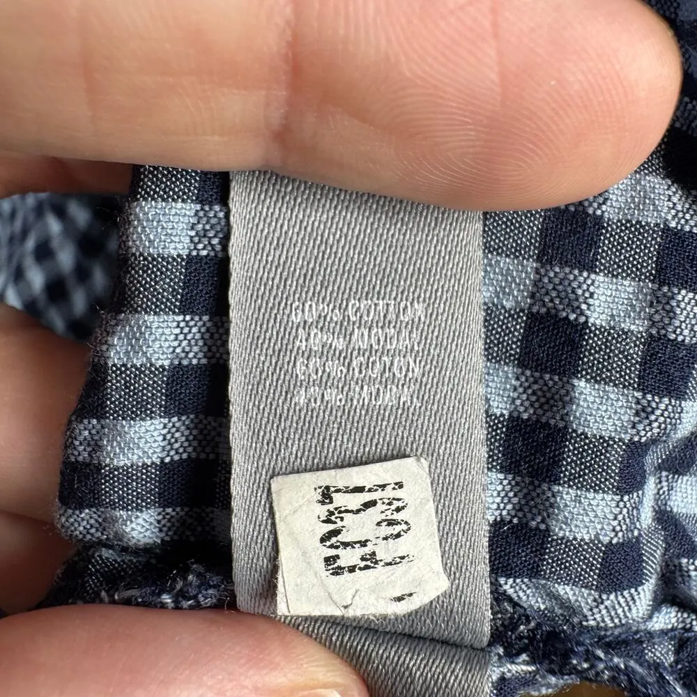 AERIE Long Sleeve Gingham Blue Longer Back Loose Tunic Blouse Women L Spring - Image 4