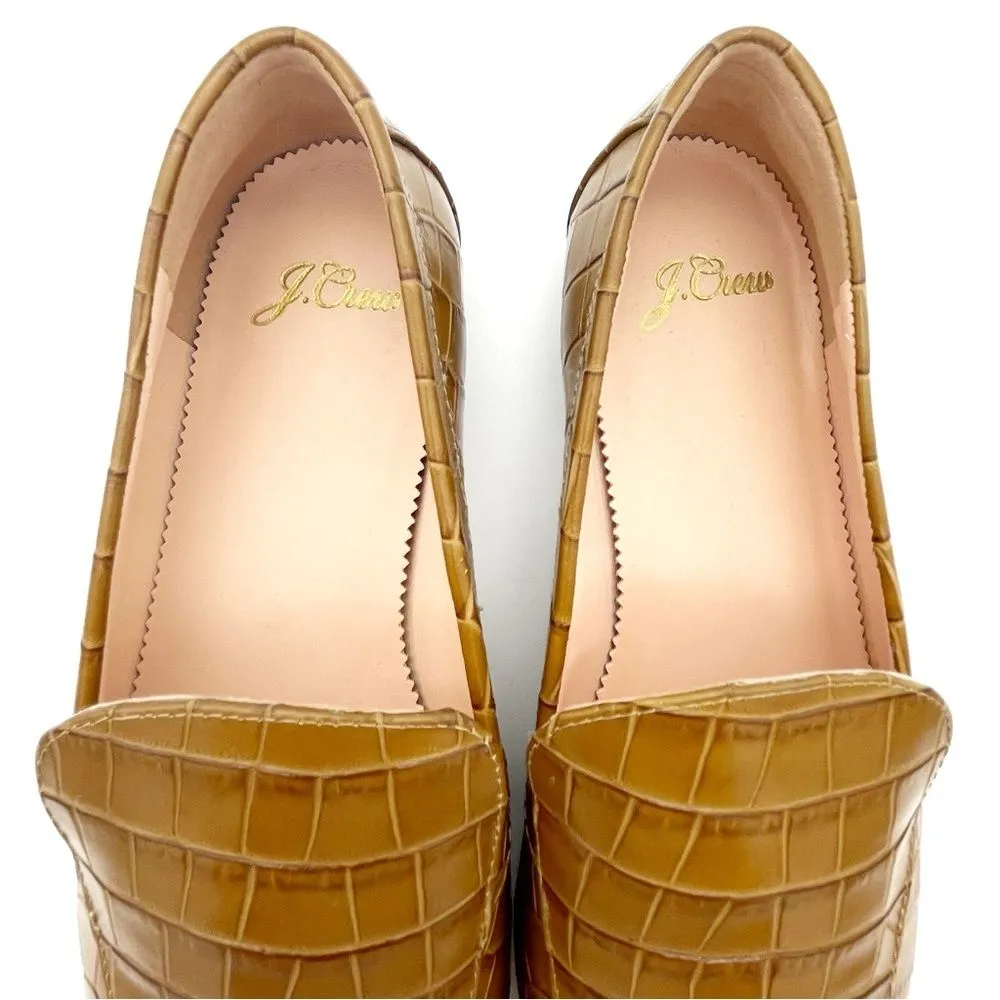 NEW J. Crew Cecile Croc Embossed Leather Slipper Loafer Tan Slip-On Size 7 NWOB - Image 13