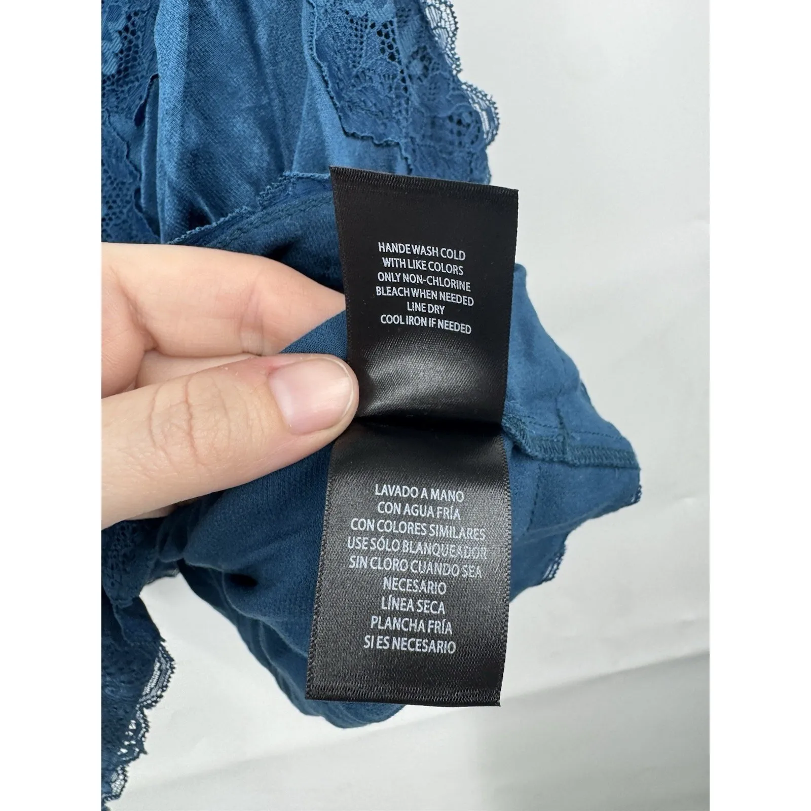 Shyanne Lace Trim Satin Babydoll Cami Top Women M Blue Y2K Inspired Festival - Image 5