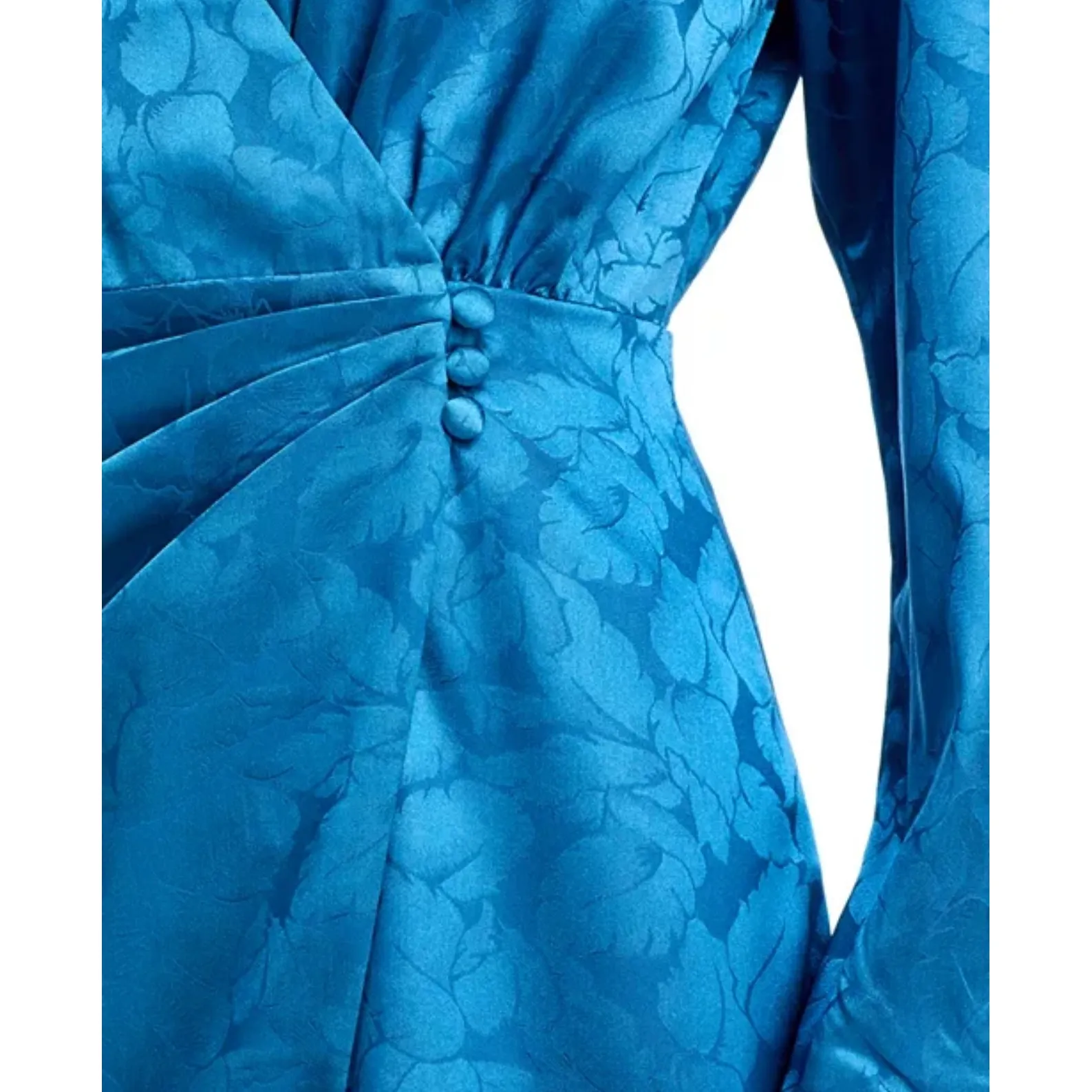 AQUA Blue Floral Print Long Sleeve Wrap Mini Dress - Women's Size M‎ - Image 6