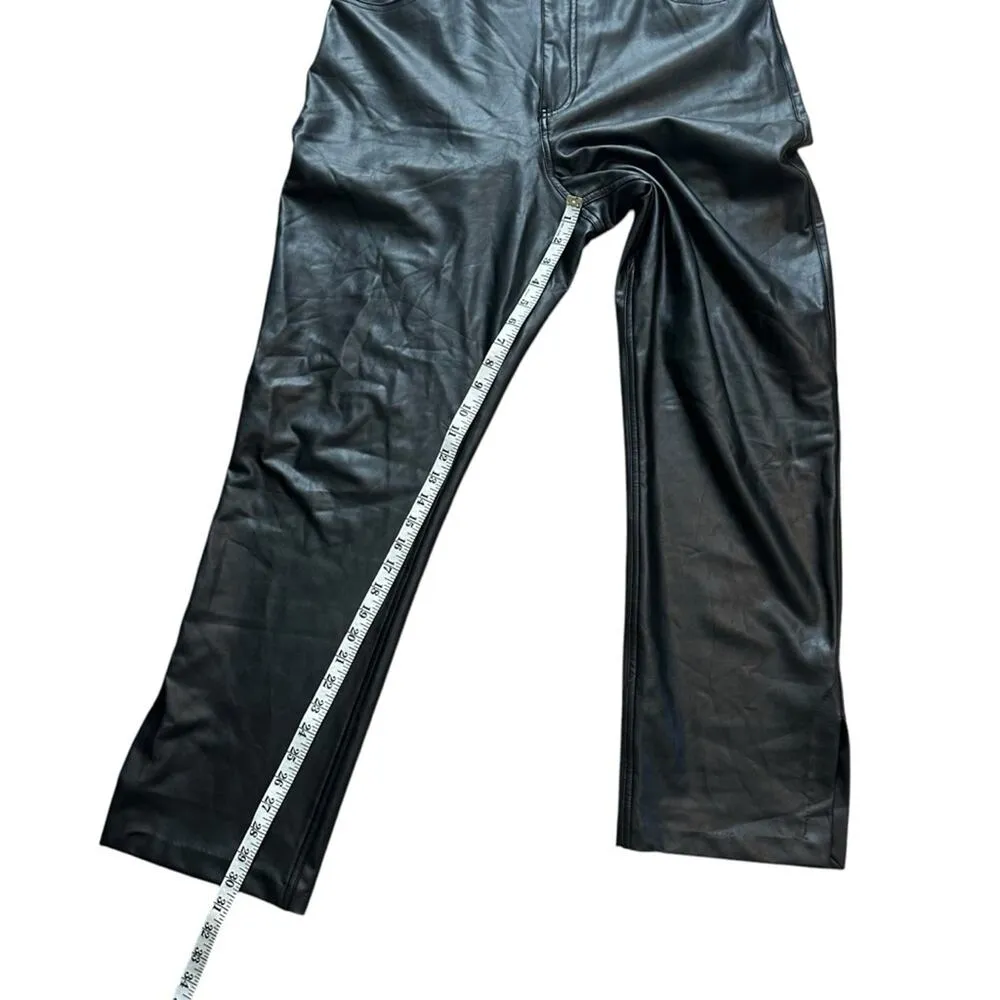 Abercrombie & Fitch The 90s Straight Super High Rise Vegan Leather Size 34/14 - Image 5