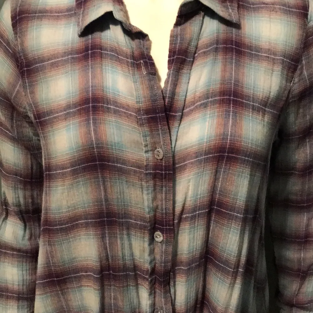 Free People cotton loose plaid flowy button down - Image 2