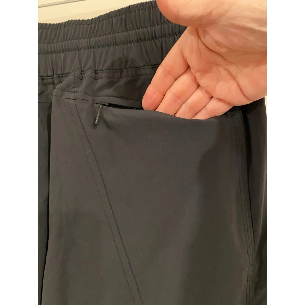 Athleta Elastic Waist Drawstring La Viva Capri Cropped Pant Black Women's Size 4 - Image 9