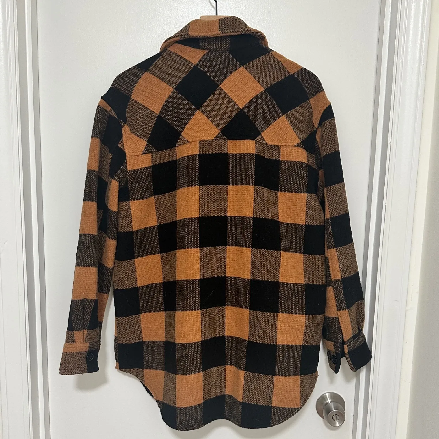 RD STYLE | Women's Oversized Conscious Plaid Flannel Shacket Jacket Black Size M - Image 2