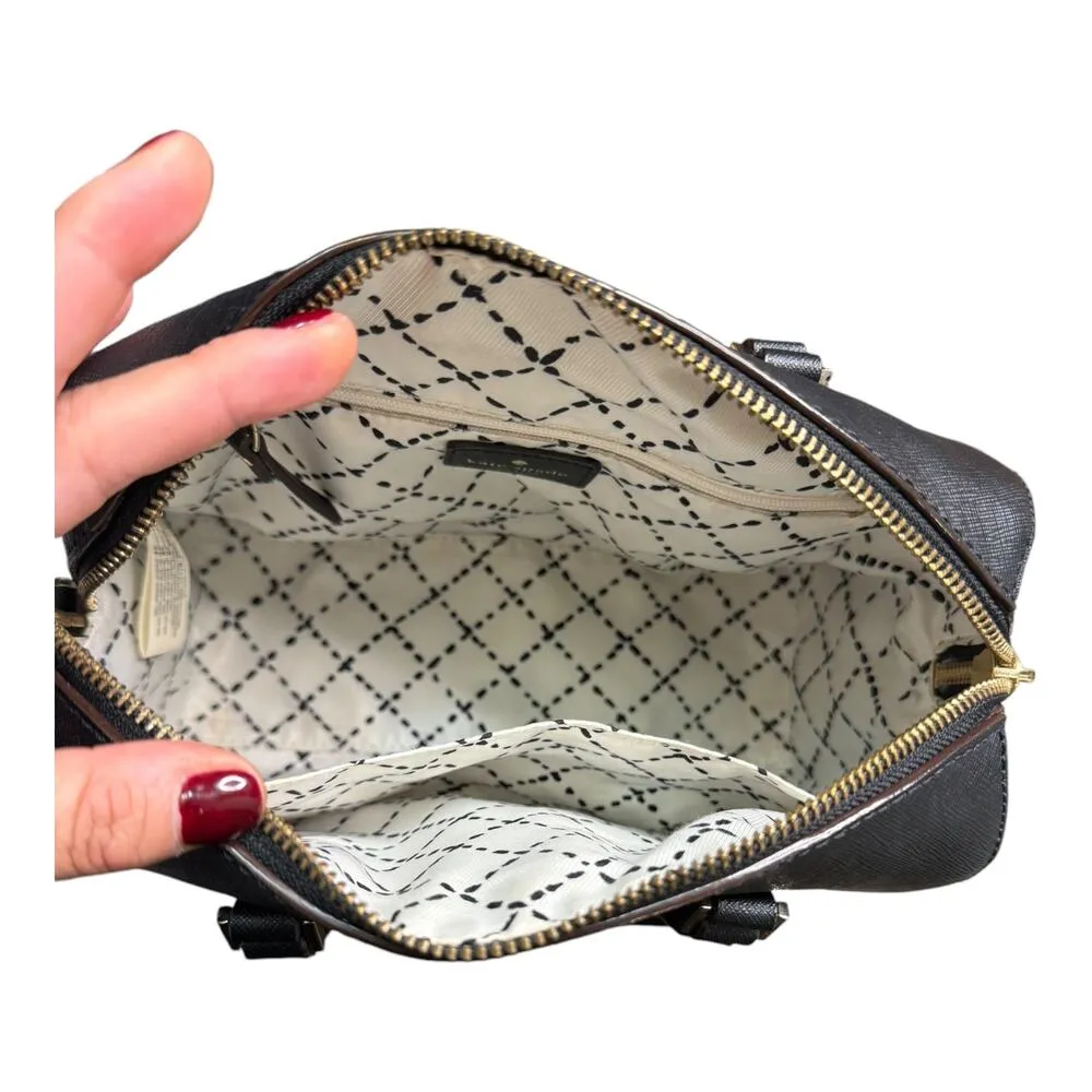 KATE SPADE Saffiano Leather Boston Handbag Black Dual Top Handle Zip Purse EUC - Image 5