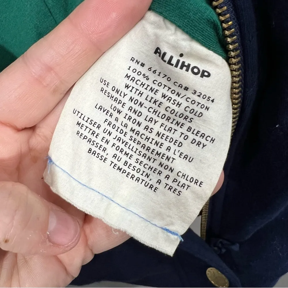 Allihop | Quilted Navy Blue Full Zip Up Hooded Jacket - Image 7