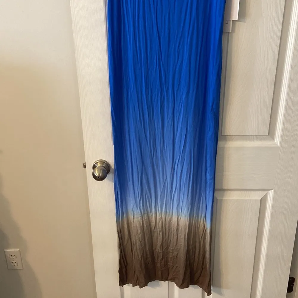 La Blanca Summer Dress size S length 58” bust 34” very light blue color - Image 3