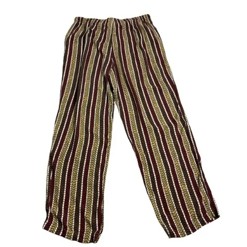 Sag Harbor Tribal Striped Drawstring Pull-On Pants Red Yellow Size Medium Petite - Image 4
