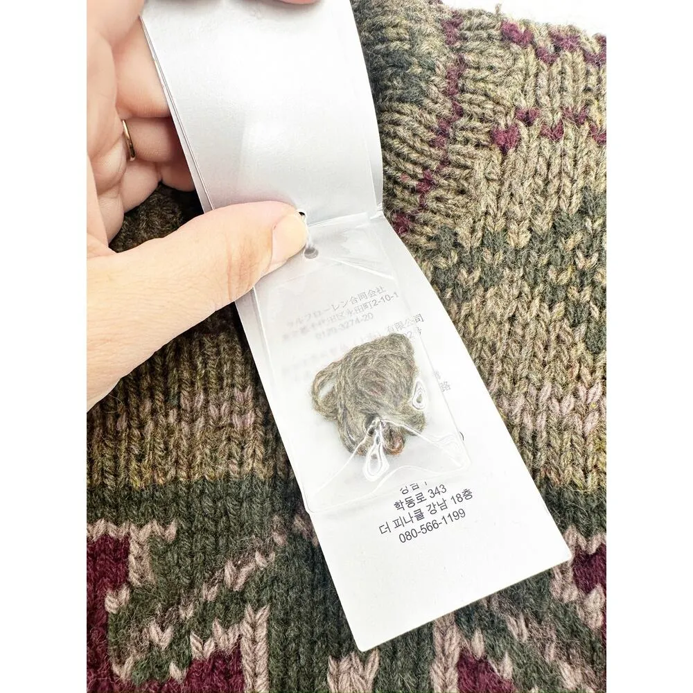 Ralph Lauren Intarsia-Knit Mockneck Sweater Wool Cashmere Hand Knit Sweater L - Image 5