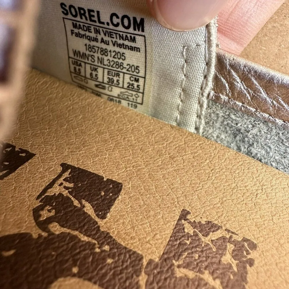 Sorel Ella Rose Gold Metallic Leather Slip On Loafers Shoes Women's Size 8.5 - Image 7