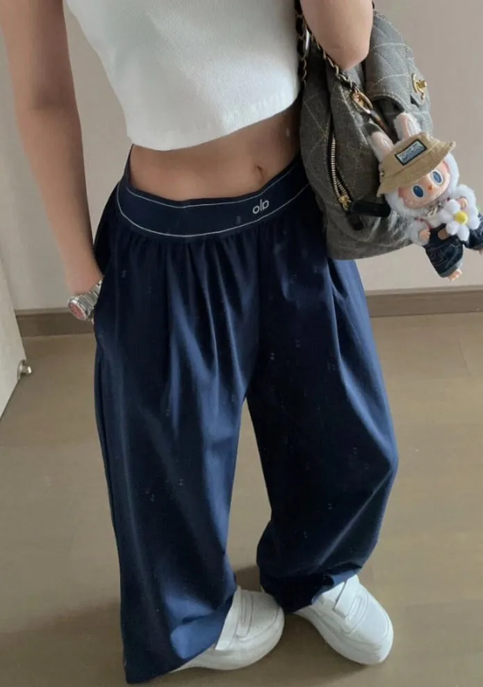 Alo Yoga navy blue high-waist wide-leg pants Size L - $54 - From
