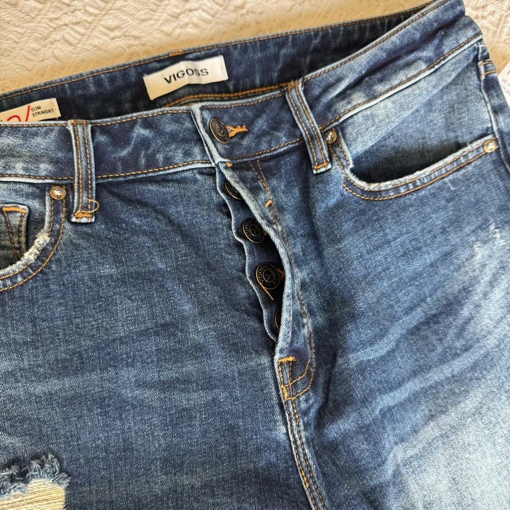 Vigoss Blue Slim Straight Leg Jeans Timeless Fit - Image 9