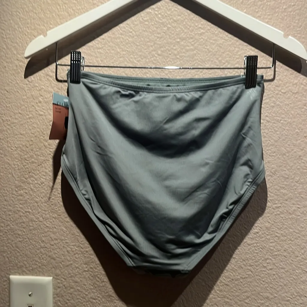 New Shade & Shore Shirred Green High Waist Bikini Bottoms Size Small 4-6 NWT - Image 7