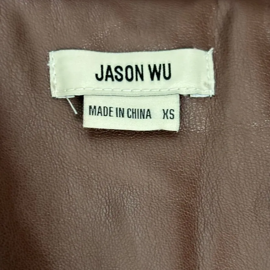 Jason Wu Faux Leather Double Breasted Vest Sz XS Brown Vegan Chic Sophisticated - Image 7