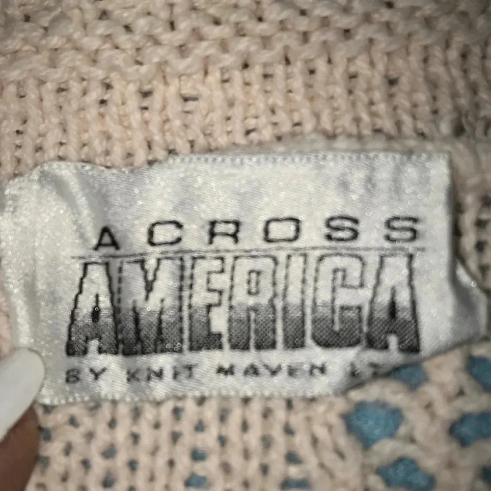 𝅺ACROSS America crocheted vintage sweater light pink floral cotton USA size S - Image 6