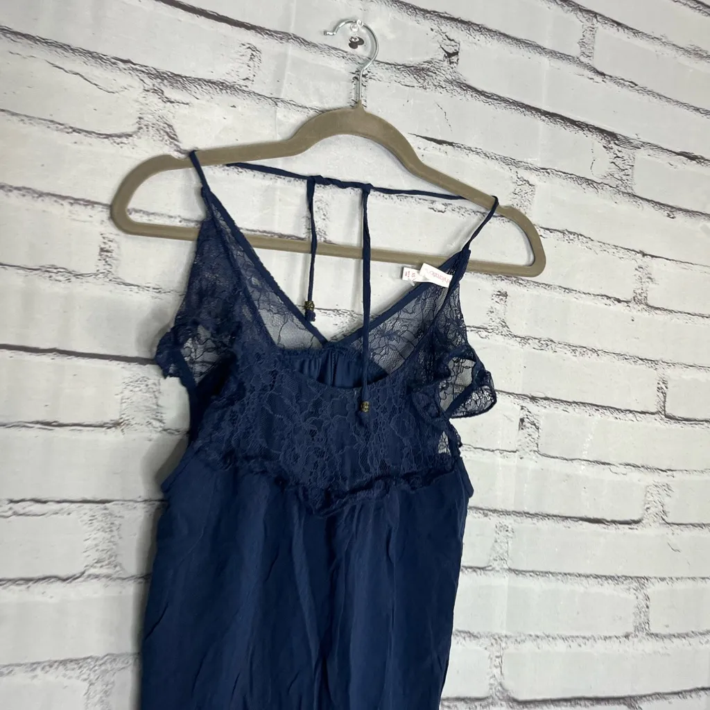 Xhilaration Navy Blue Chemise with Lace Trim Midi Dress SZ XS Formal Evening Y2K - Image 3