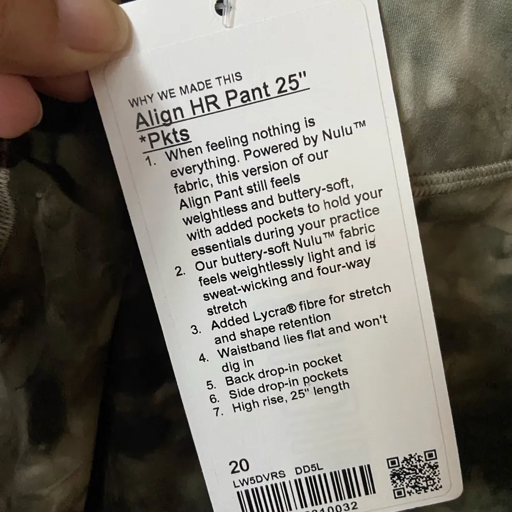 Lululemon Align High-Rise Pant w/Pockets 25” Sage & Olive Yoga Fitness Size 20. - Image 5