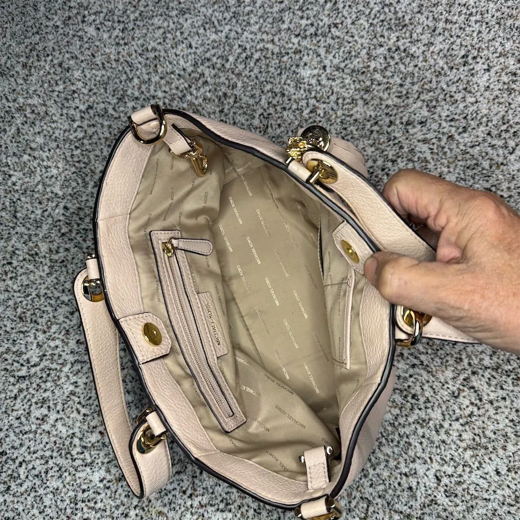 Michael Kors Brooklyn Small Satchel Soft Pink Pebbled Leather Bag - Image 3