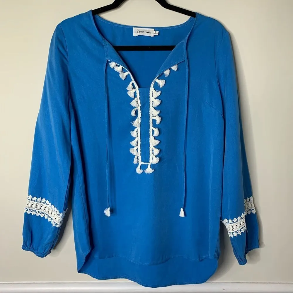 Line‎ and Dot Revolve blue pom pom deliah blouse - Image 4