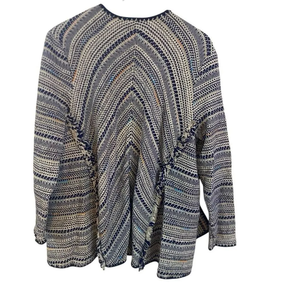 Lucky Brand Pottery Cardigan Large, Open Front with Raw Tassel Hem Trim, Woven - Image 9