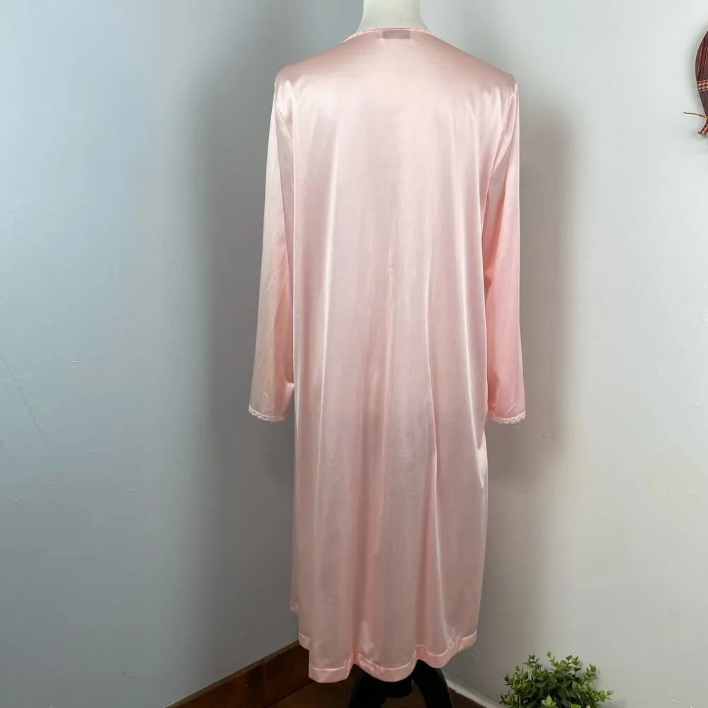 Vanity Fair Vintage Soft Pink Long Sleeve Sleep Shirt/Robe Large - Image 4