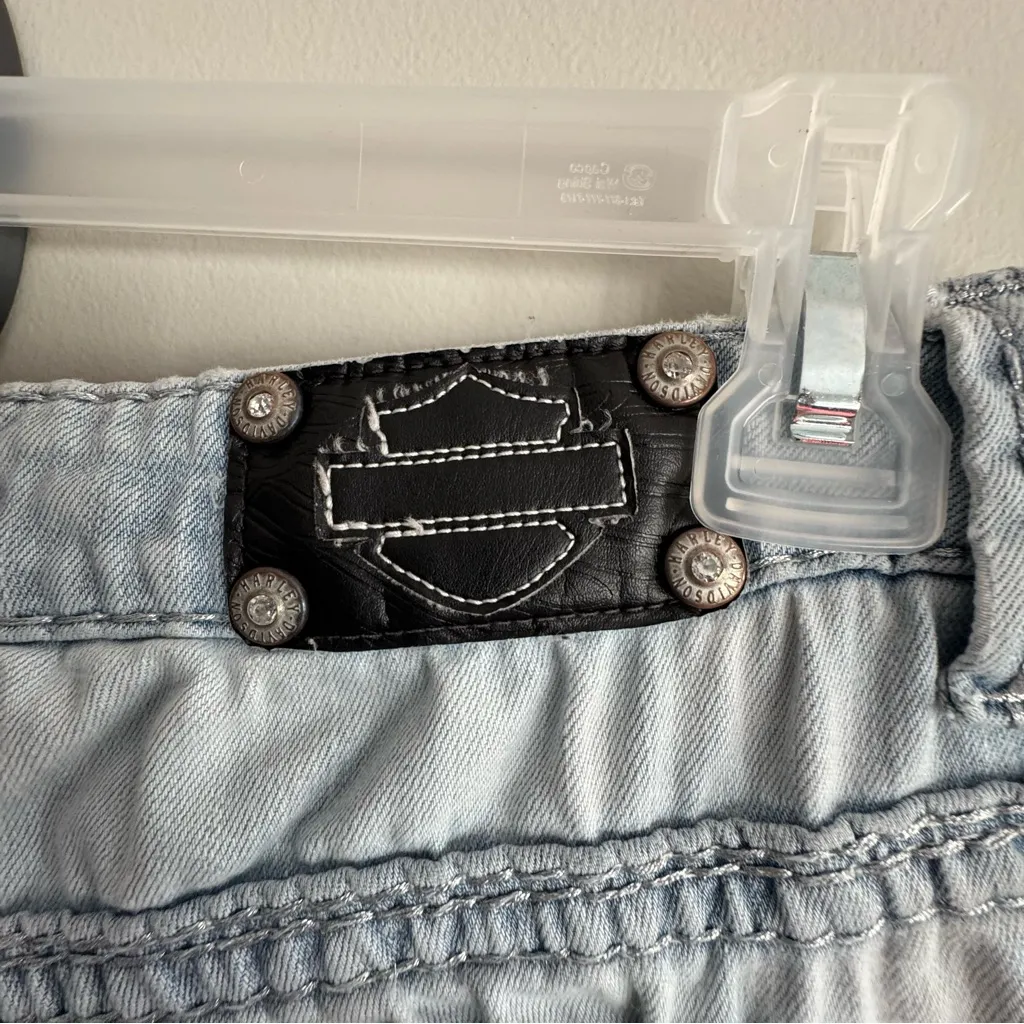 Harley Davidson Light Blue Women's Jeans Size 6 - Image 4